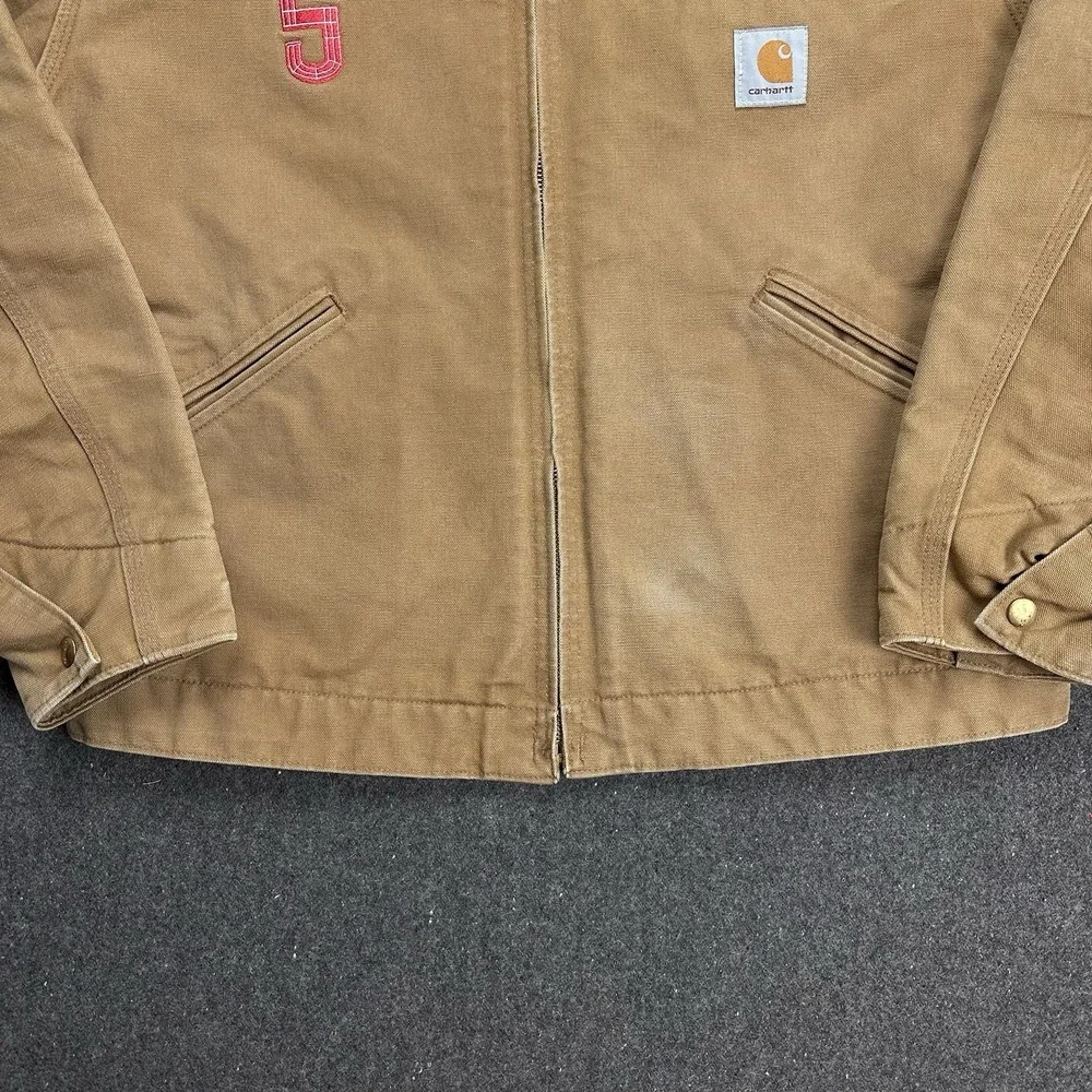Vintage Carhartt Detroit Jacket J01 BRN Blanket Lined Tan Size 48 RARE *logo‎